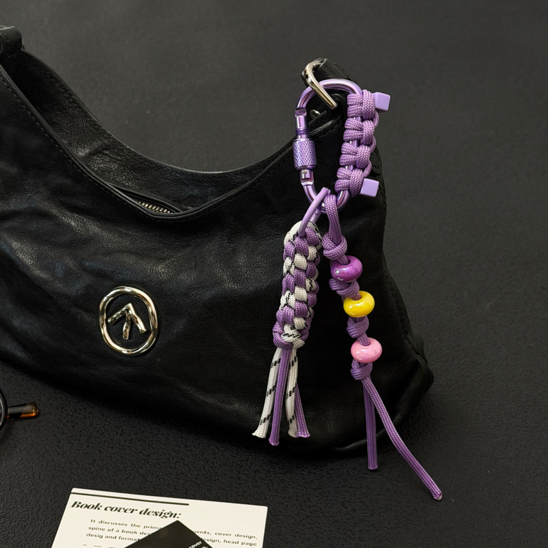 「Wheat Spike」Jiujiu Original · Hand-Woven Rope with a High-End Feel, Contrasting Color Bag Charm, Carabiner Keychain 「Wheat Spike」Jiujiu Original · Hand-Woven Rope with a High-End Feel, Contrasting Color Bag Charm, Carabiner Keychain