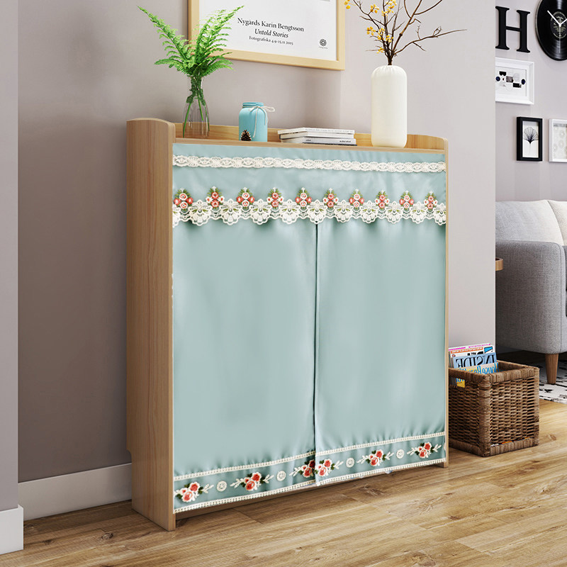 Free-to-punch installation Shoe cabinet Curtain Cloth Art Open Wardrobe Bookcase Shelter Curtain anti-dust partition window Kitchen Integral Cupboard Curtain
