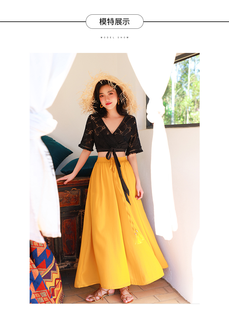 VK旗艦店 韓系雪紡休閒寬鬆高腰寬口褲度假風單品長褲