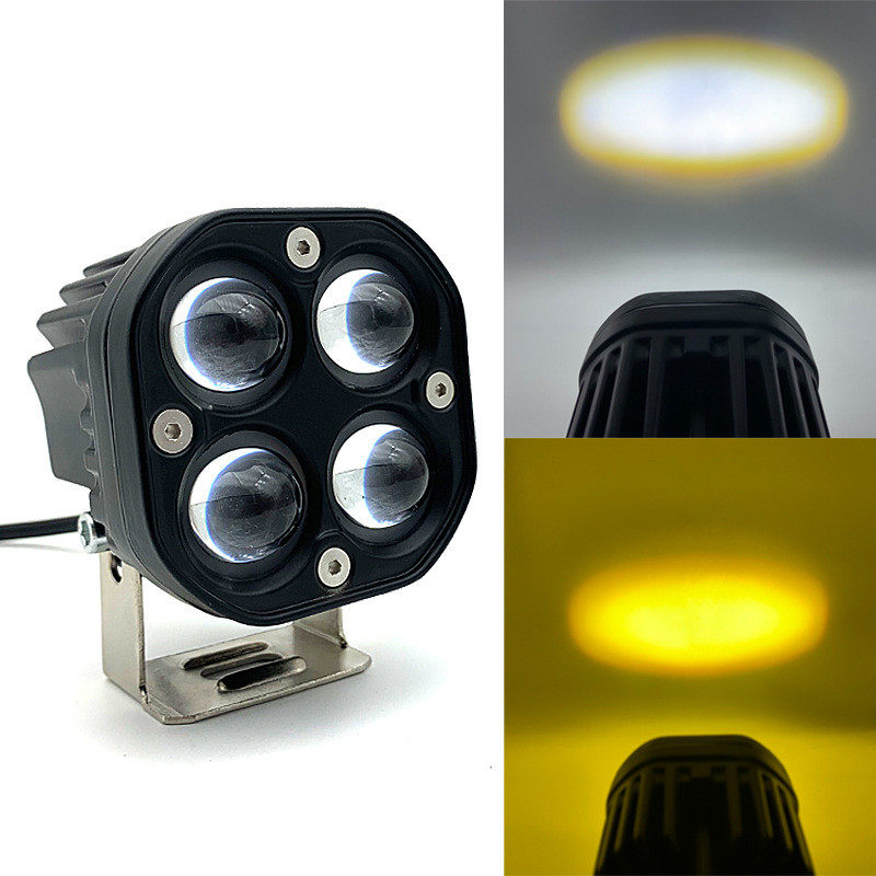 Locomotive LED spotlight guard bar lamp 12V Car universal yellow white light bicolor lens Spotlight Bright Light Paving and Living Room Lamp