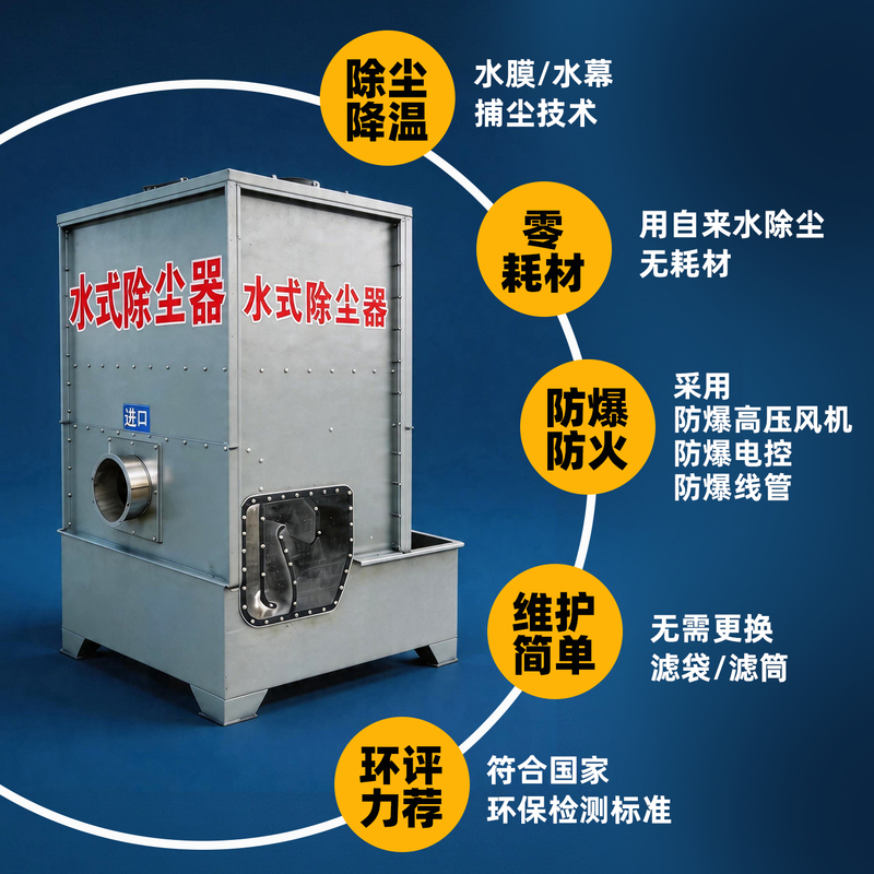 Pump-Free Water Cyclone Dust Collector for Stone Grinding Workshops, Welding, Laser Cutting, Explosion-Proof, Consumables-Free, Circulating Dust Removal Equipment