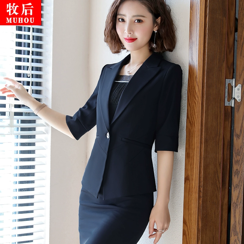 Chuyên nghiệp phù hợp với nữ phù hợp với thời trang áo khoác bảy tay áo khoác công sở khí chất 2020 mùa hè mới cho phụ nữ mặc trang phục chính thức - Business Suit