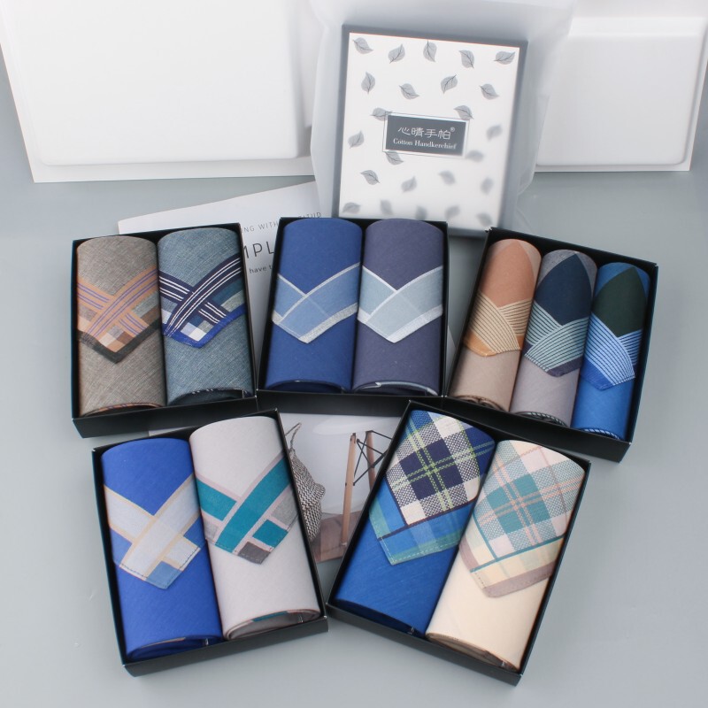 Business Gentleman Men's Pure Cotton Handkerchief, Low-Carbon and Environmentally Friendly, All-Cotton Handkerchief, Soft Sweat-Wiping Hand Towel, High-End Gift Box, Free Shipping