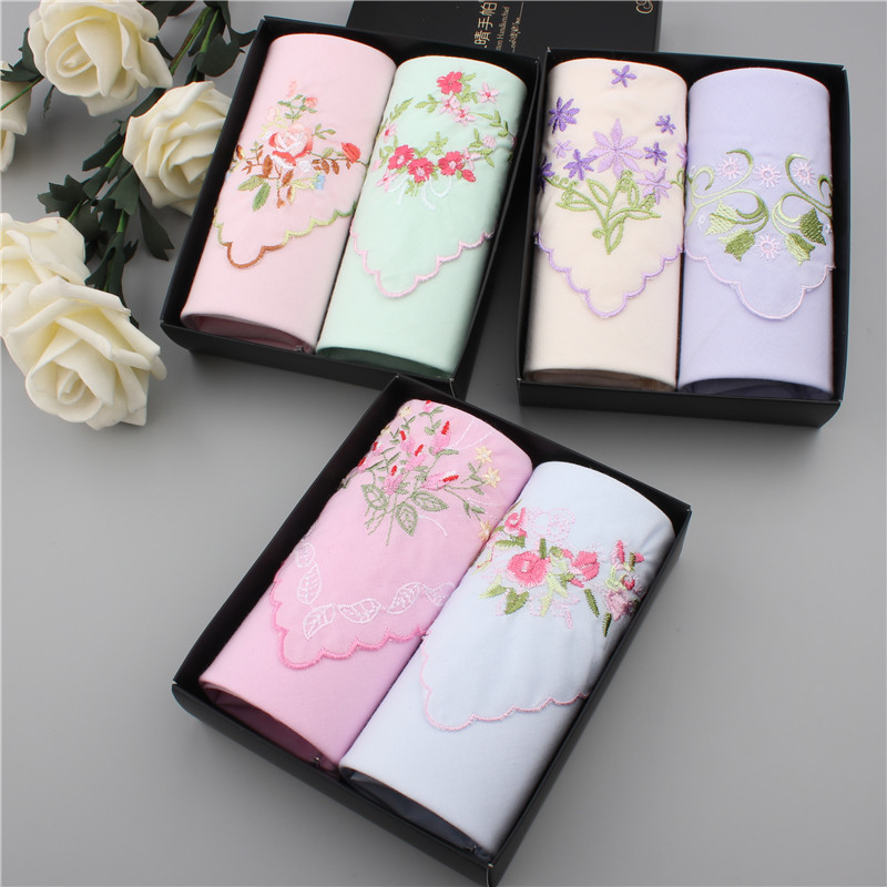 Ancient air embroidery handkerchief cotton thin cloth lady embroidered handkerchief cotton soft festival gift box