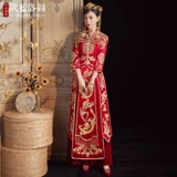 Традиционный свадебный наряд Сюхэ, осеннее свадебное платье, приталенное вечернее платье, коллекция 2021, осенний, дракон и феникс