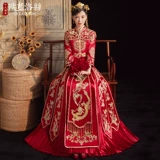 Традиционный свадебный наряд Сюхэ, осеннее свадебное платье, приталенное вечернее платье, коллекция 2021, осенний, дракон и феникс