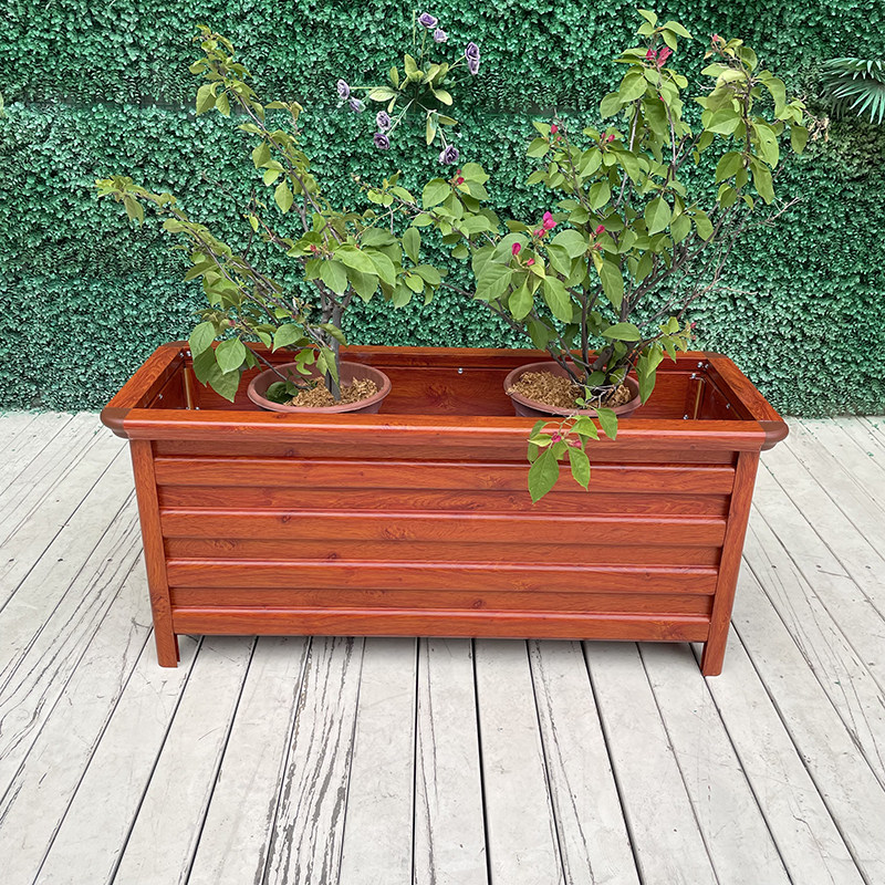 Outdoor Flower Case Aluminum Alloy Flower Pot Flower Case Commercial Street Flower Case Solid Wood Park Isolated Wood Outdoor Combined Flower Groove