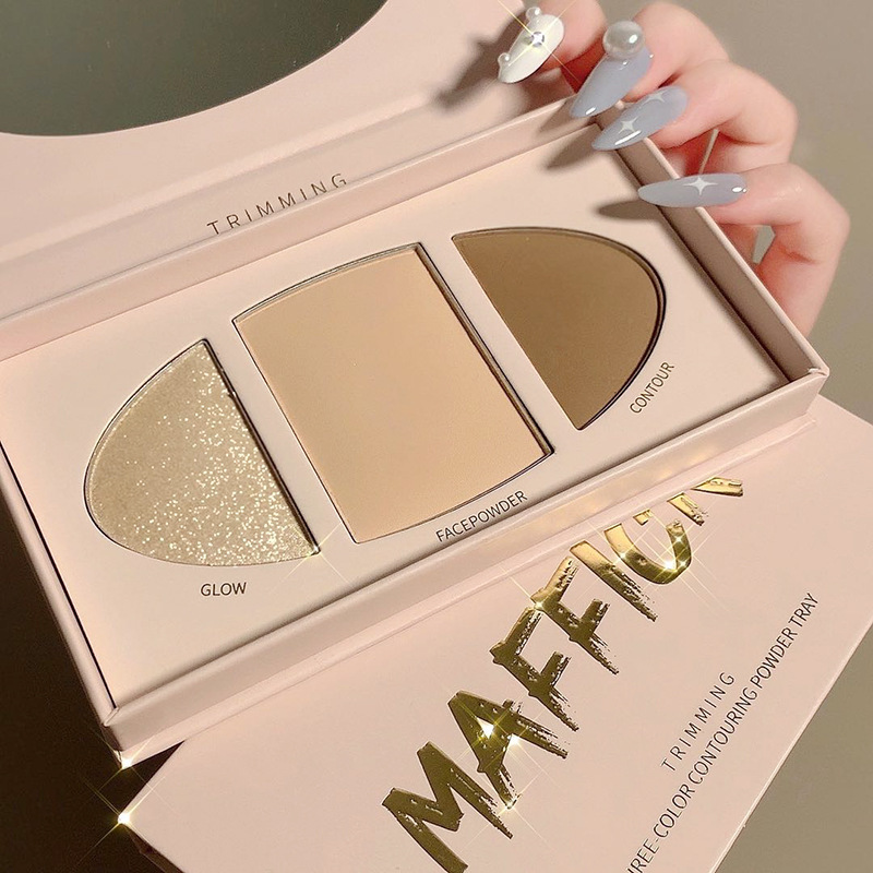 Tricolor high light repair plate matte high light shiny blush high light shadow one dish repair thin face brightness bead