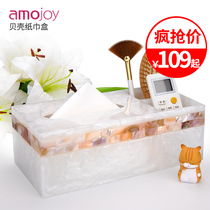 Amojoy living room shell light luxury tissue box Multi-functional home desktop coffee table remote control storage paper box