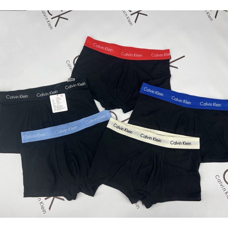 Ck Men's Underwear Five-Pack Rainbow Underwear Jacquard Logo Waist Edge Cotton Anti-Pinch Boxer Briefs Nb2734