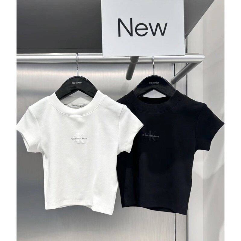 Ck Short T-Shirt Summer Women's Crop Top T-Shirt with Letter Overlay, Sexy and Comfortable, Slightly Stretchy, Round Neck, Short Sleeve T-Shirt J221171 Ck Short T-Shirt Summer Women's Crop Top T-Shirt with Letter Overlay, Sexy and Comfortable, Slightly Stretchy, Round Neck, Short Sleeve T-Shirt J221171