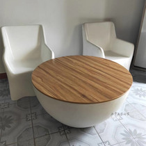 Creative bowl coffee table 1 meter round wooden surface glass fiber reinforced plastic luxury leisure art reception negotiation table sofa round a few