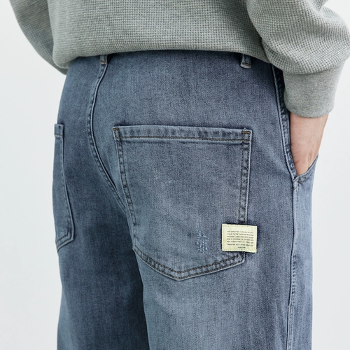 WOOG2005 Эластичные мягкие синие джинсы для отдыха, демисезонные штаны