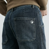 Эластичные синие модные осенние джинсы, штаны, свободный крой