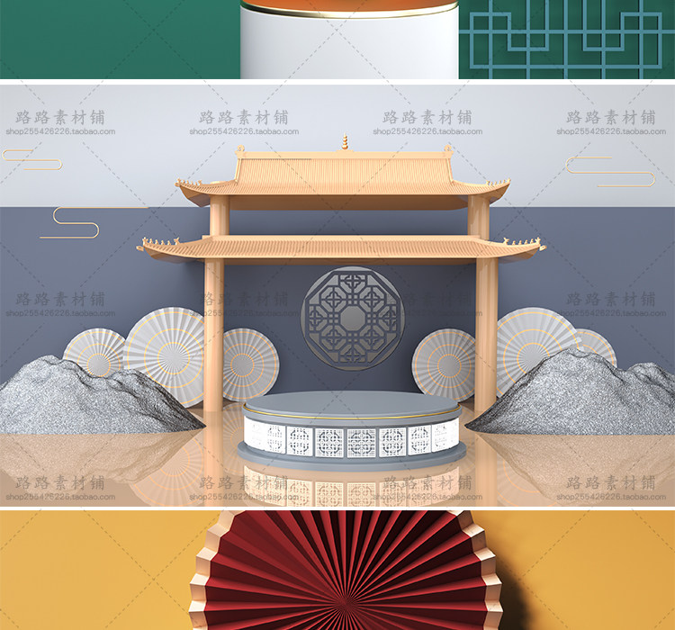 模型-C4D国潮场景模型精选集，110个C4D文件+PSD文件+JPG预览图插图37小新卖蜡笔