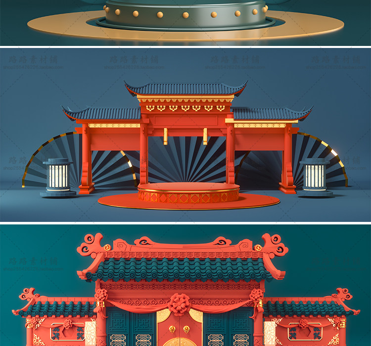 模型-C4D国潮场景模型精选集，110个C4D文件+PSD文件+JPG预览图插图9小新卖蜡笔