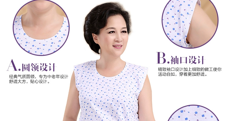 Áo nỉ nam và trung tuổi áo cotton nữ cotton không tay chạm đáy đồ lót ông già mùa hè cộng với size to béo