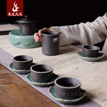  Wang Chuanbin Xiangyun set Longquan Celadon handmade iron tire high-end tea set Tea cup Fair cup Jianshui cover bowl
