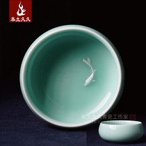  (looking for the road)Longquan celadon ceramic brush water bowl Wenfang four treasures calligraphy study supplies Small pen washing ornaments