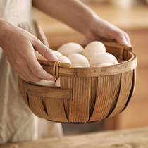 Handmade woven wood sheet containing basket Desktop storage water fruit basket Steamed Bread Basket basket Egg Basket Picnic Basket Picnic Basket