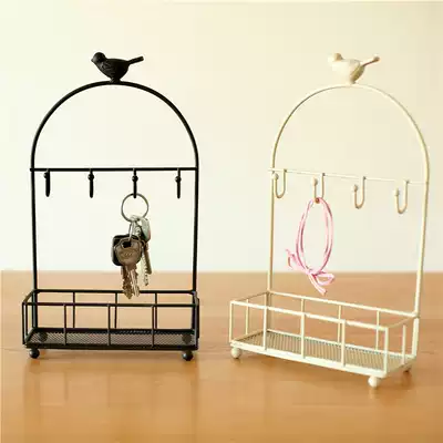 Creative wrought iron door entrance key storage plate decoration shoe cabinet desktop hook storage shelf Jewelry shelf