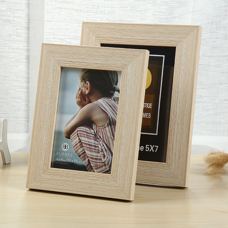Wood grain living room bedroom decoration Photo frame ornaments Desktop table photo frame Vintage American photo frame