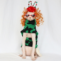 Custom hairless cat clothes (DAPAN)Fleece Sphinx special thickened Christmas Green holiday clothes