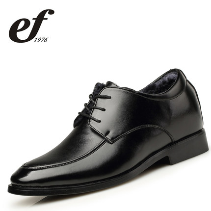 冬季保暖鞋加绒男士商务皮鞋正装棉鞋内增高鞋