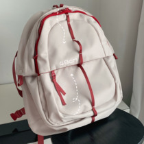 VAUTO Red Parquet Rice White Collision Color Double Shoulder Bag Brief Female Large Capacity Computer Student School Bag Casual Little Crowdpack