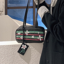 VAUTO small crowddesign spicy girl wind flowers graffiti leather handbag with bag single shoulder bag retro armband bag