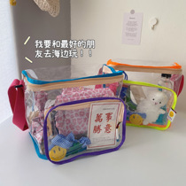 2021 New South Korea Ins Swimming Bag Waterproof Women Beach Bag Makeup Bag PVC Transparent Jelly Carry-on Satchel Bag