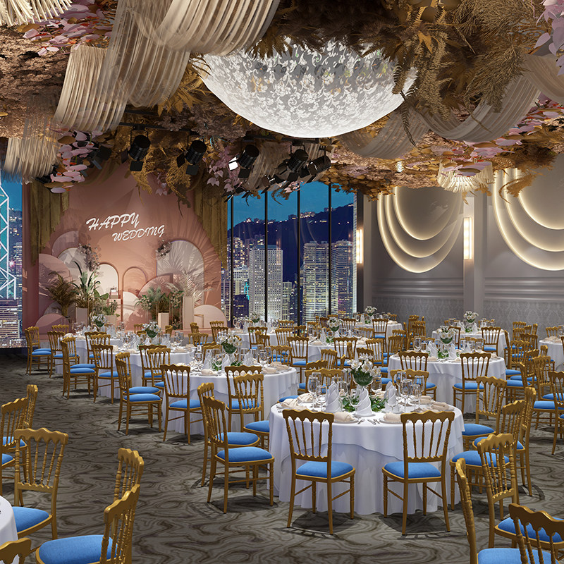 Wedding Lobby Bamboo Festival Castle Chair Napoleon Aluminum Alloy Catering Chair Banquet VIP Chair Stool