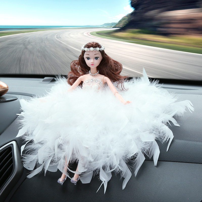 Car Wedding Dress Barbie Doll Ornament Car Decoration Supplies Creative Cute Car Tik Tok Lace Princess Girl