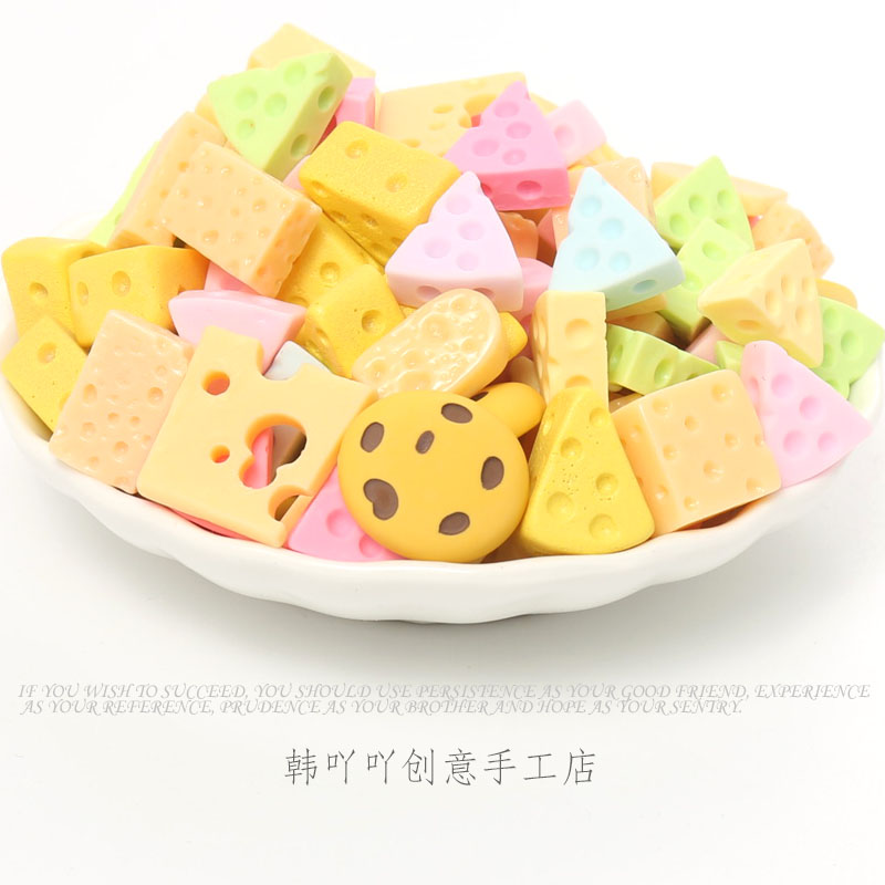 Simulation cheese cake resin accessories handmade cream glue diy mobile phone protective shell material food and play trinkets