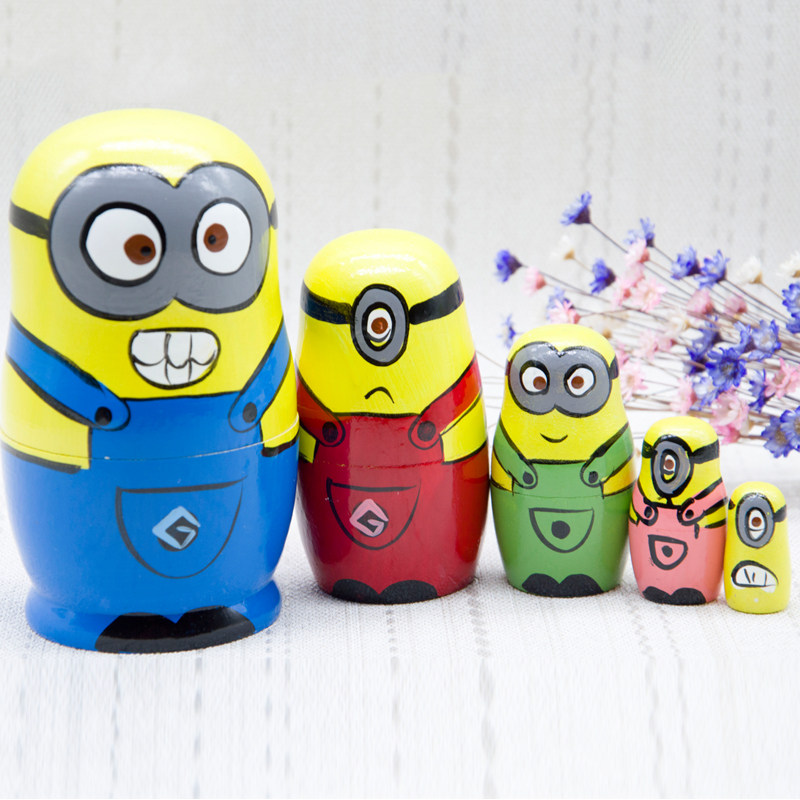 Russian set of dolls Minions handmade wooden five-layer characteristic children's educational toys creative gifts