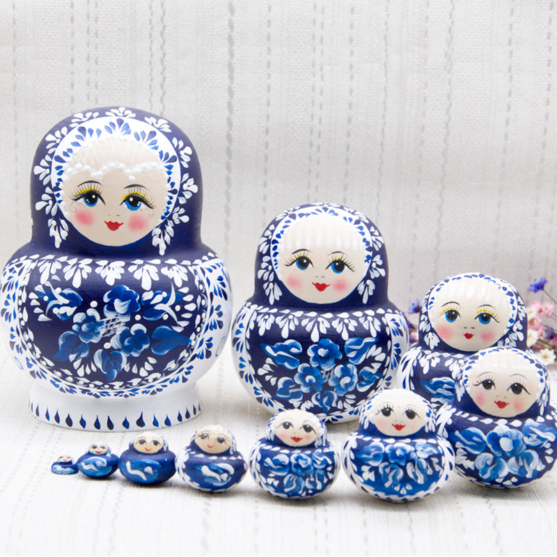 Russian special products baby puzzle toy 10 floors Chinese style children's doll wooden gift decoration gift