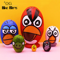 Russian cartoon 6-layer basswood set doll boys and girls educational toys cute piggy page creative gift