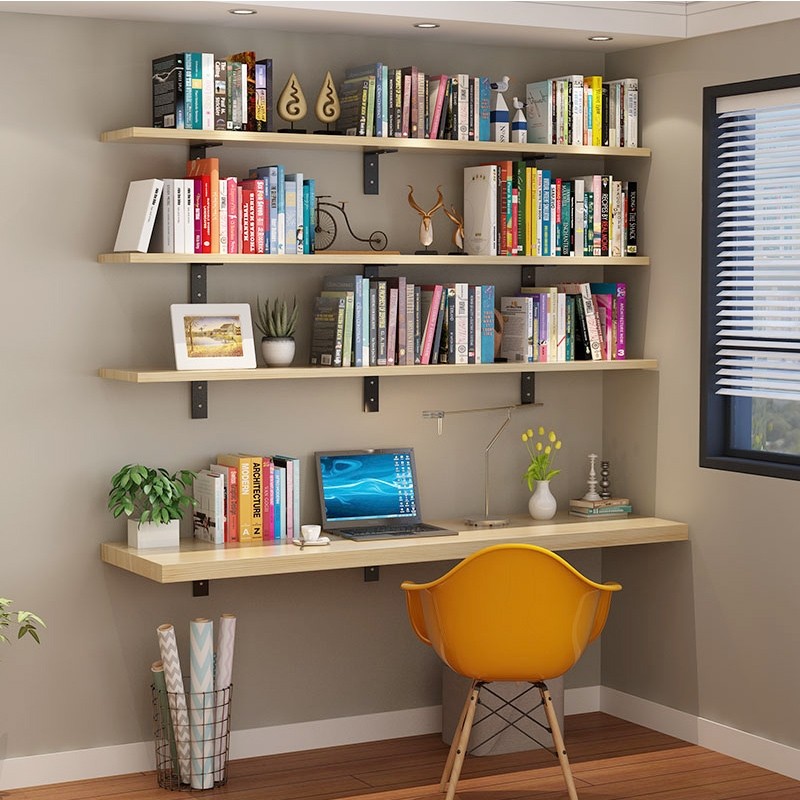 Partition Bookshelf Wall-mounted Upper Wall Multilayer Solid Wood Shelve Living-room Decorative Shelf Separator Lined Shelf Shelf Stand Shelf