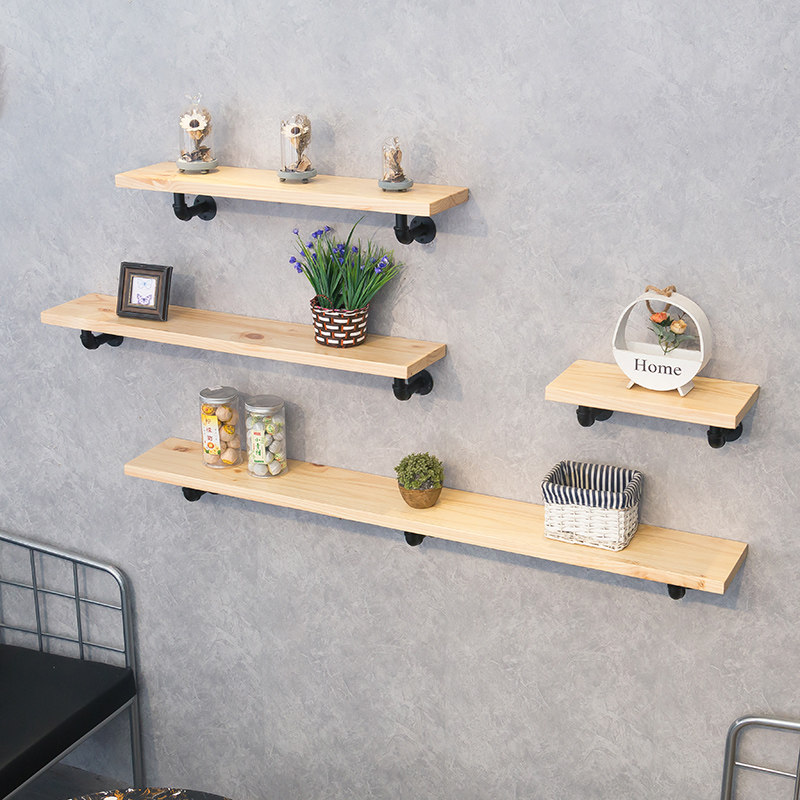 Wall shelves Solid Wood Separators Wall Shelves Lined Partition Retro Wall Shelf Living-room Wall-mounted Decorative Shelve
