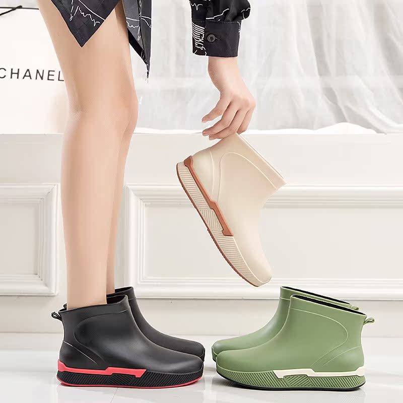 Japanese waterproof rain boots women's fashion outer wear short-tube kitchen non-slip car wash water shoes women's Japanese rain boots