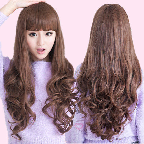 Wig female hair natural full headgear long curly hair big wave fluffy long hair net red realistic new headgear