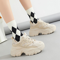 Thick Bottom Old Daddy Shoes Woman 2022 New spring breathable Chains 100 hitch a little anti-slip casual sports little white shoes