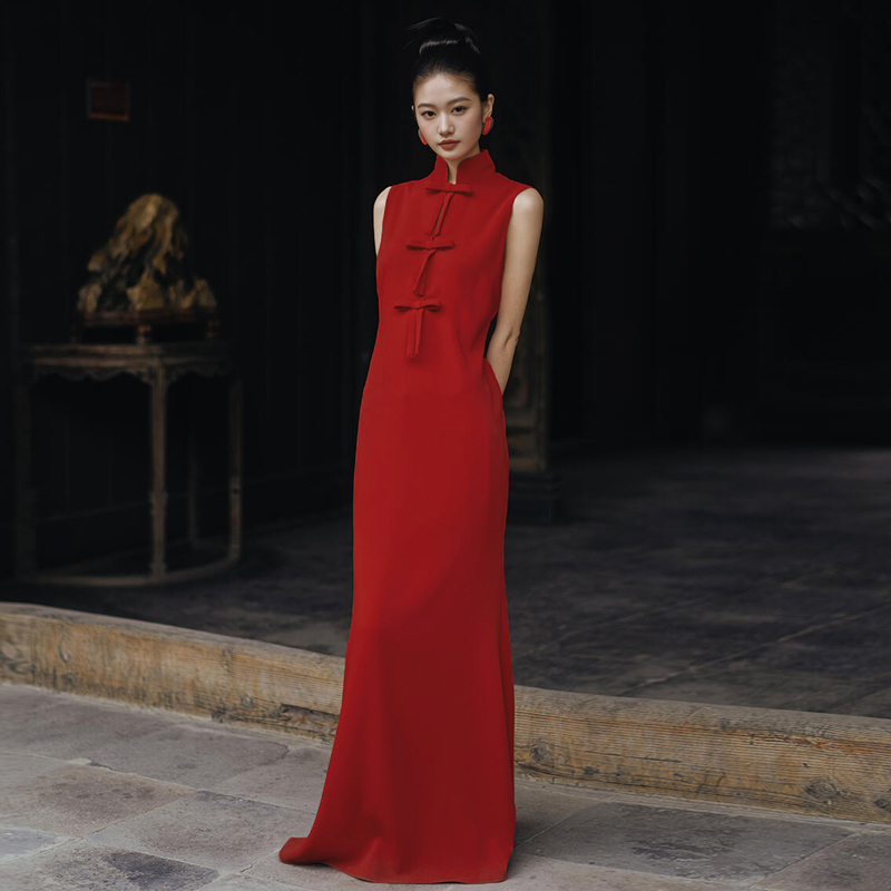 Red Engagement Dress for the Bride, New Chinese Style, High-End, Banquet Evening Dress, Wedding Dress