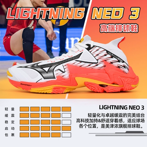 Новые аутентичные амортизирующие воздушные волейбольные кроссовки с высоким верхом MIZUNO Mizuno WAVE LIGHTNING NEO 3 ограниченной серии
