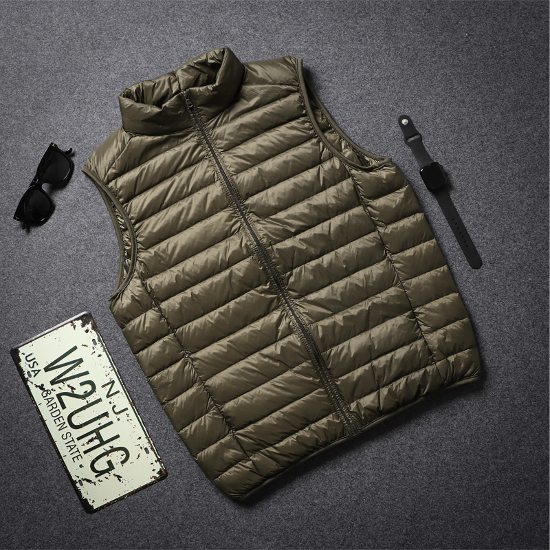 2025 Autumn and Winter New Lightweight down Jacket for Men, Warm, Fashionable, Trendy Vest, Outerwear, Sleeveless Jacket, White Duck down