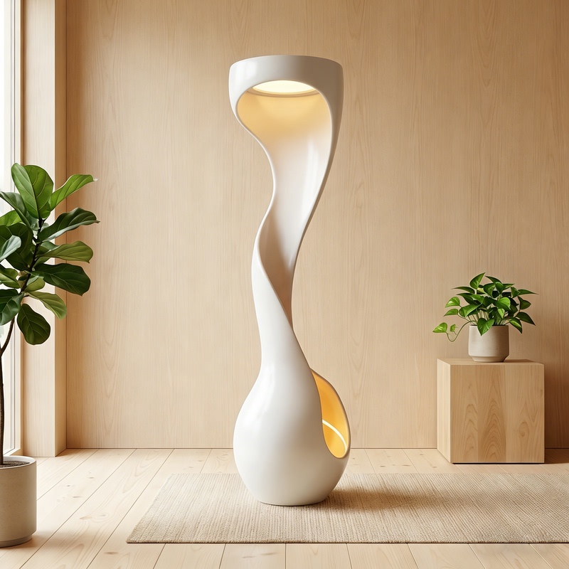 Modern Minimalist Floor Lamp Living Room Designer Model S Spiral Cream Artistic Sculpture Lamp Bedroom Atmosphere Lamp
