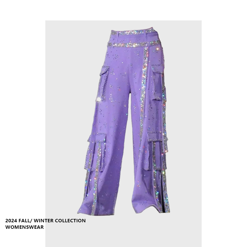Brand Special Offer [Same Style as Deng Ziqi] Unique Design Sequin Versatile Cargo Pants 25 Summer Cool and Stylish Pants