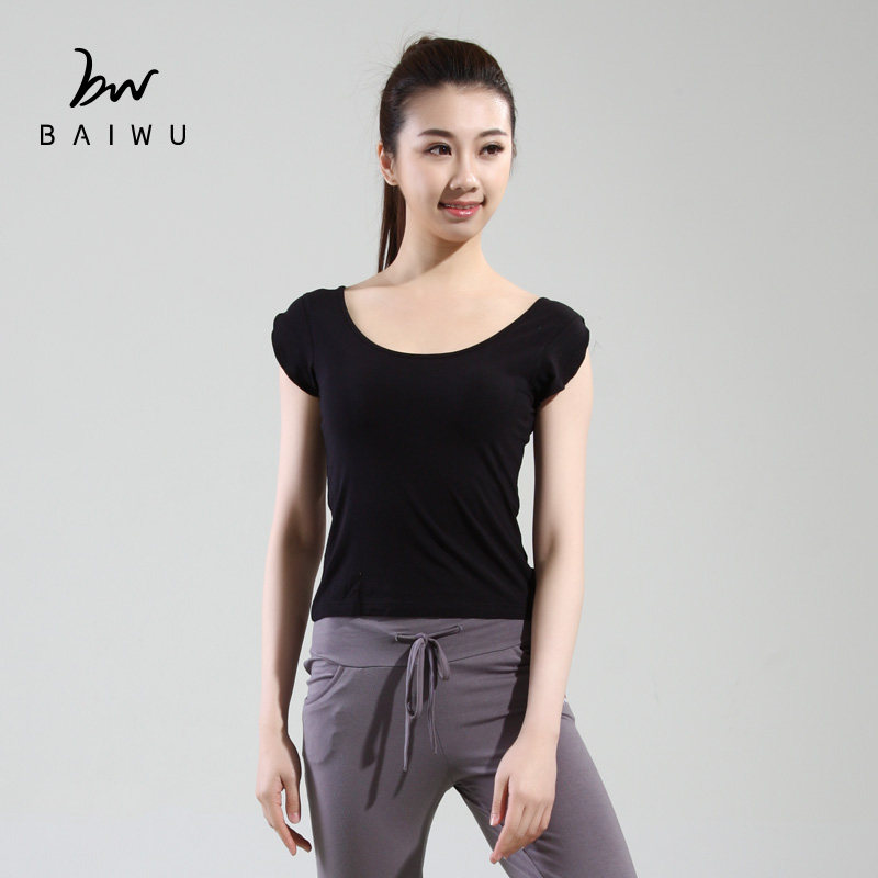 Bai Uk Dance Court Spring Summer Loaded With Short Sleeve Blouses Gymnastics Suit Sports Dance Fitness Clothes Yoga Base Training Clothes