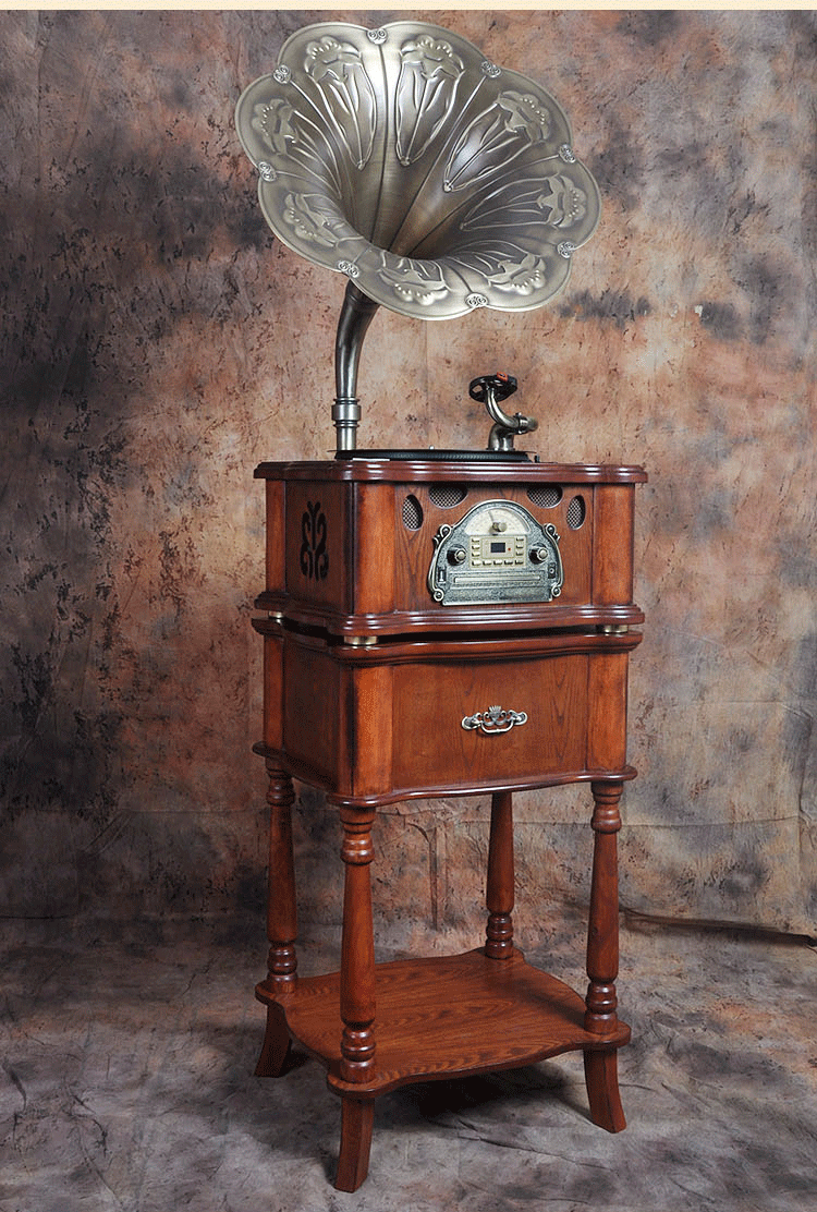 Виниловый проигрыватель 摩范 大喇叭留声机 仿古lp黑胶唱片机 复古老式电唱收音机u盘蓝牙 Mocafine