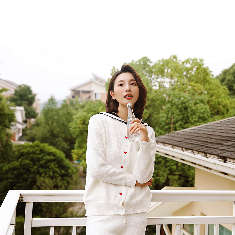 Soft Mianmian skin-warm winter sleeping suit pants set of small sea army Wind sweetness and beauty playful Family Guy's suit suit